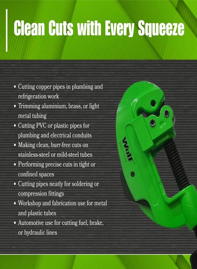 Wulf 3-32 Heavy Duty Tube Cutter for Copper Aluminum Tubing | Manual Pipe Cutter Plumbing Shear Tool Sharp and Durable for Quick Pipe cutting size Upto 32mm with telescoping feed screw - Image 5